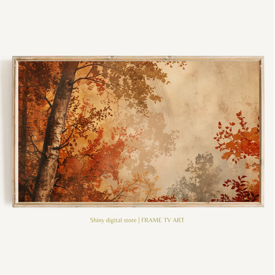 Muted Vintage Autumn Trees Rust Fall Foliage Soft Beige Forest Poster