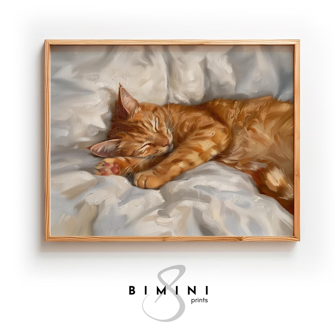 Orange Cat Sleeping Ginger Cat Vintage Wall Art Print - Image 2