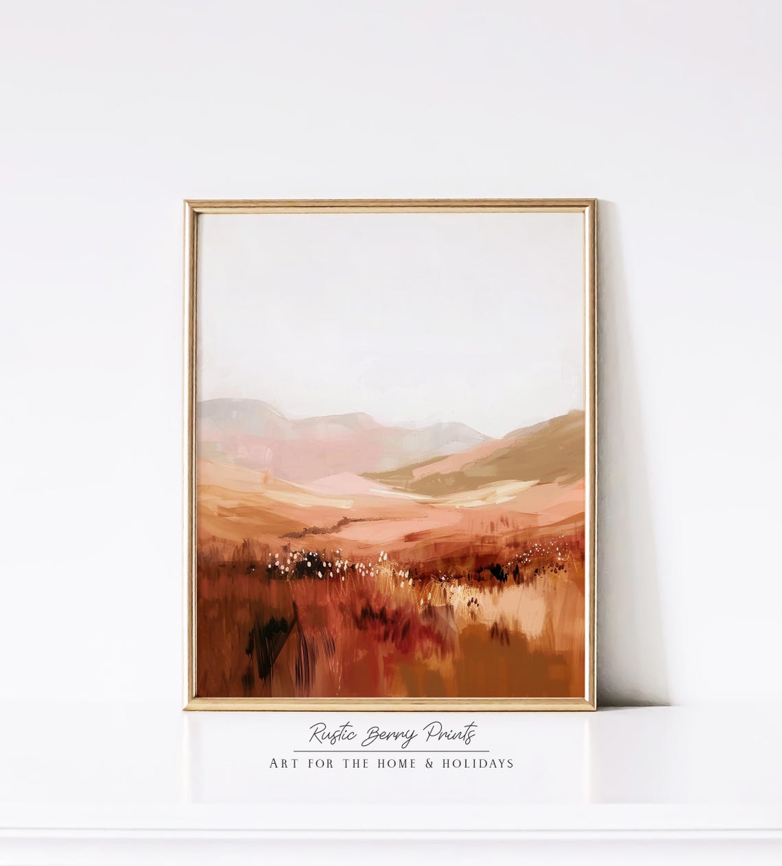 Warm Terracotta Rolling Hills Abstract Landscape Painting Print - Image 2