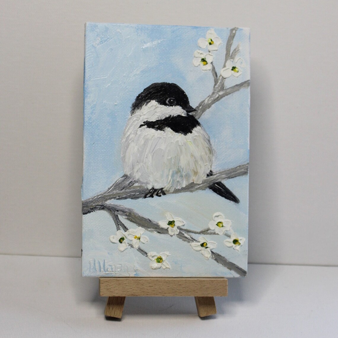 Oil Impasto Chickadee Painting Oil Chickadee Painting
