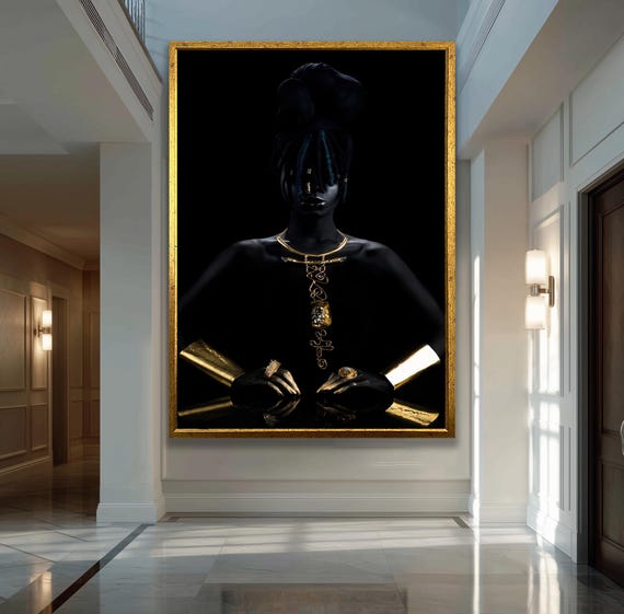 African Woman Painting, Modern Glam Art Print