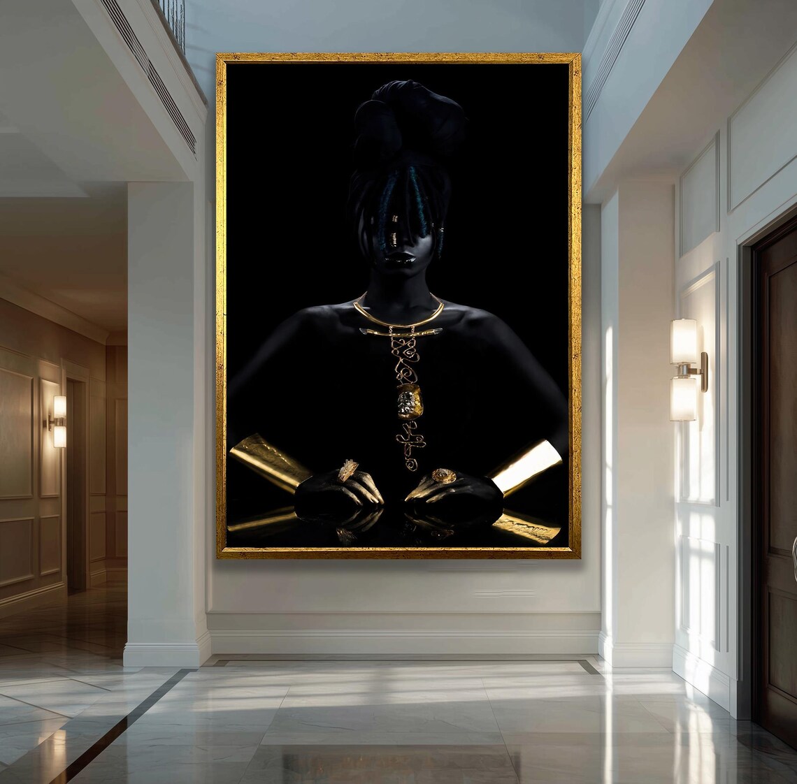 African Woman Painting, Modern Glam Art Print