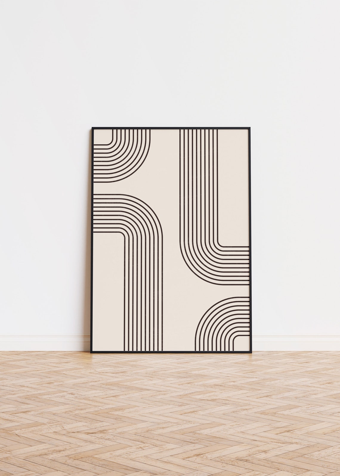 Geometric Black Line Arches Minimalist Modern Abstract Art Poster