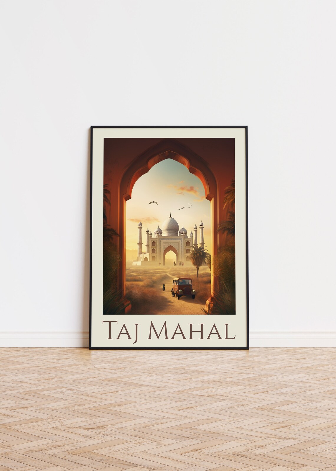 Taj Mahal Sunset Archway View India Travel Landmark Art Poster