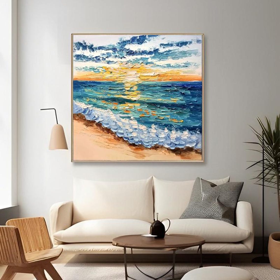 Sunlit Ocean Waves Breaking at a Golden Sunset Beach Scene Poster - Image 4