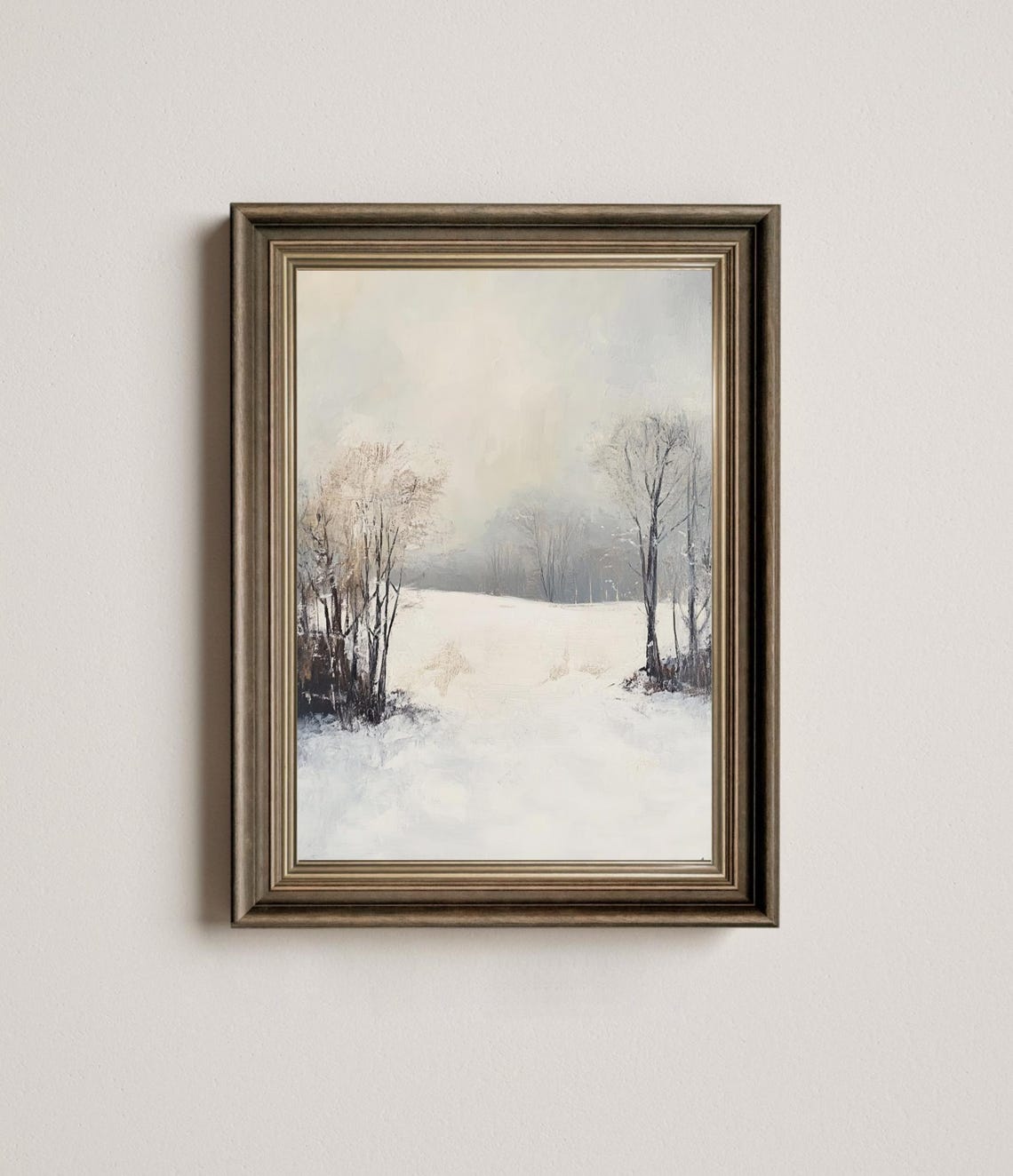 Minimalist Snowy Field Bare Trees Quiet Winter Landscape Poster - Image 3