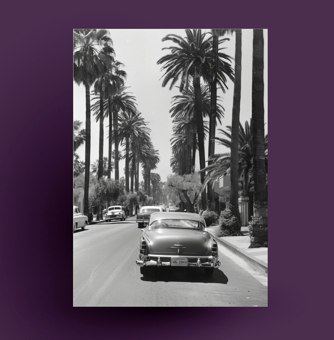 Rodeo Drive Vintage Photography Classic Cars Palm Trees Poster - Image 3
