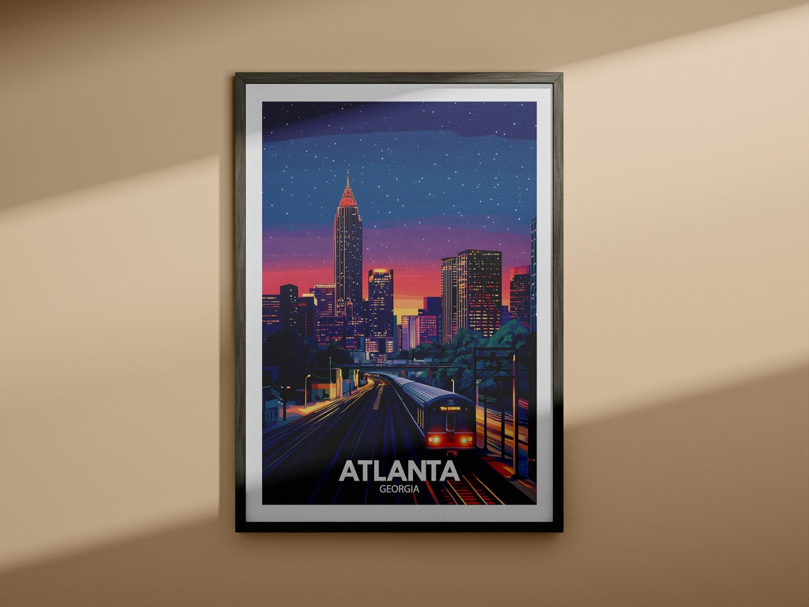Atlanta Travel Print Georgia Atlanta Travel Poster Georgia Travel Poster Georgia Cityscape Wall Art Unique City Art Decor - Image 3