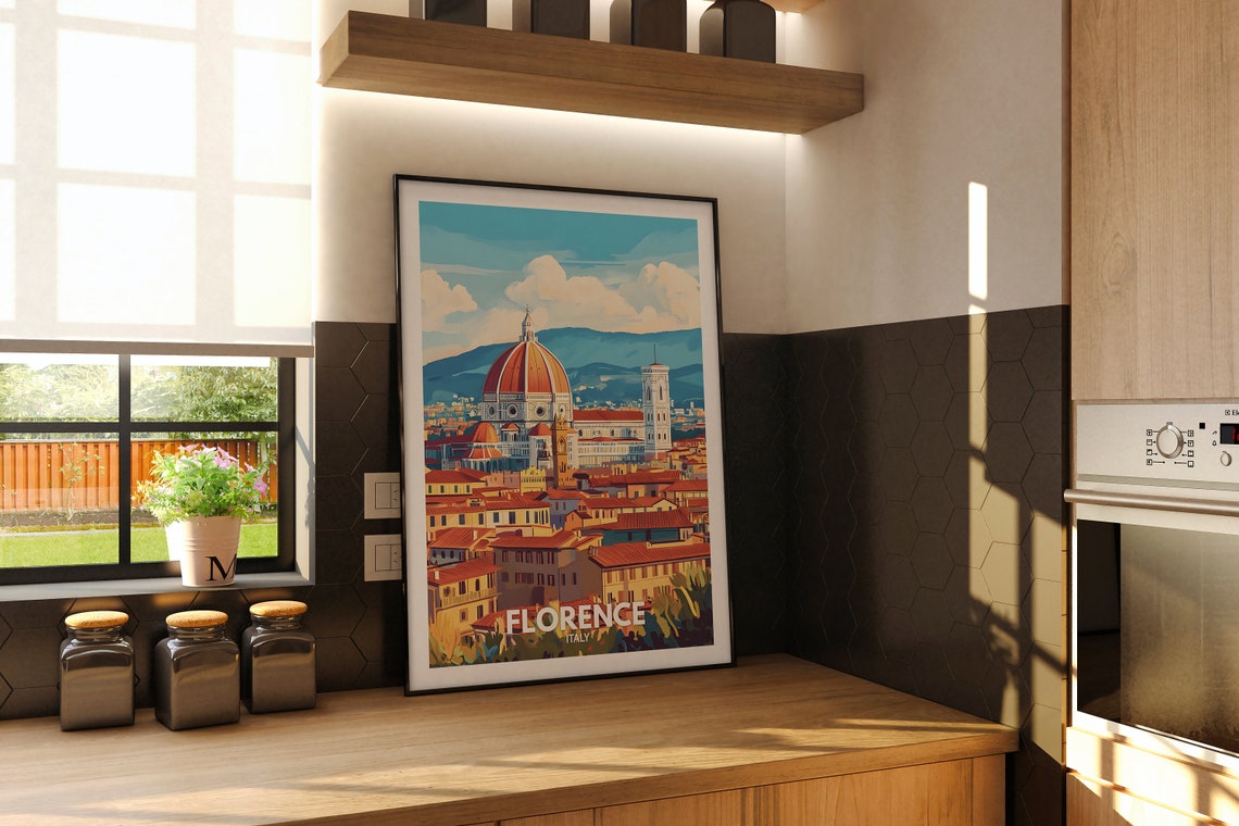 Florence Travel Print Italy Florence Travel Poster Italy Travel Poster Italy Cityscape Wall Art Unique City Decor - Image 2