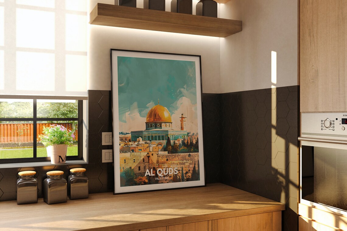 Al Quds Art Print Palestine Al Quds Travel Poster Palestine Travel Poster Palestine Cityscape Wall Unique City Decor - Image 2