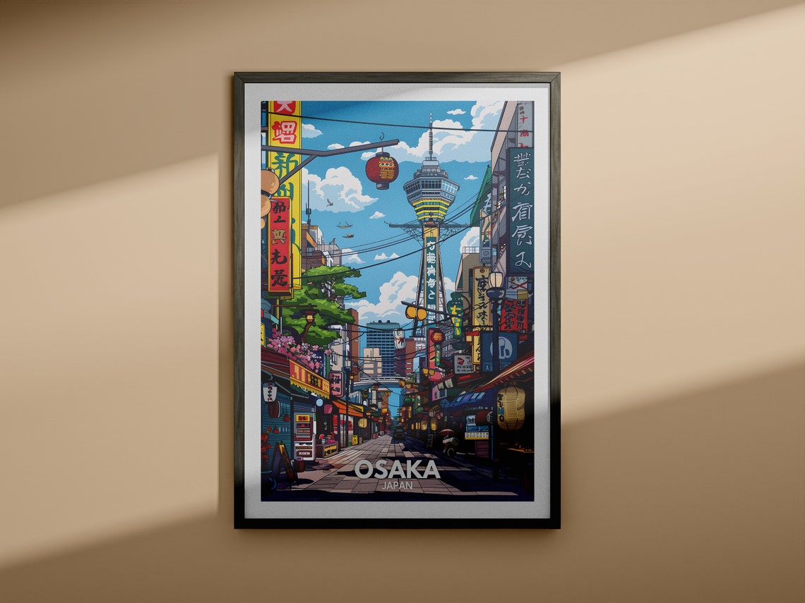 Osaka Travel Print Japan Osaka Travel Poster Japan Travel Poster Japan Cityscape Wall Art Unique City Decor - Image 3