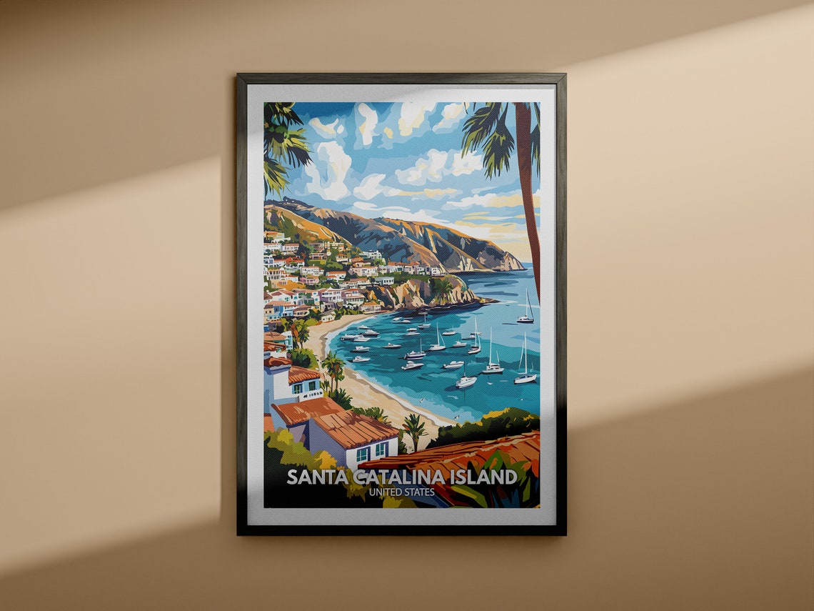 Santa Catalina Island Print United States Santa Catalina Island Poster United States Travel Poster Natural Wall Art Seaside Art Decor - Image 3