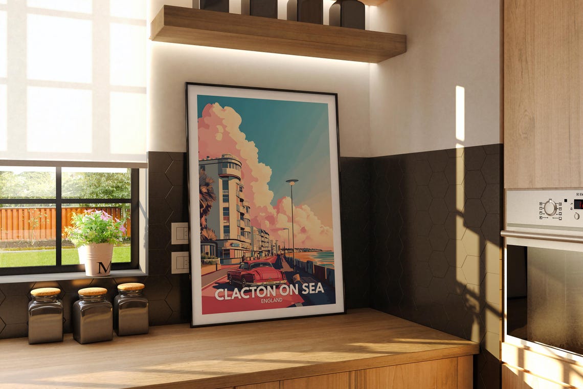 Clacton On Sea Travel Print England Clacton On Sea Travel Poster England Travel Poster United Kingdom Wall Art British Art Decor - Image 3