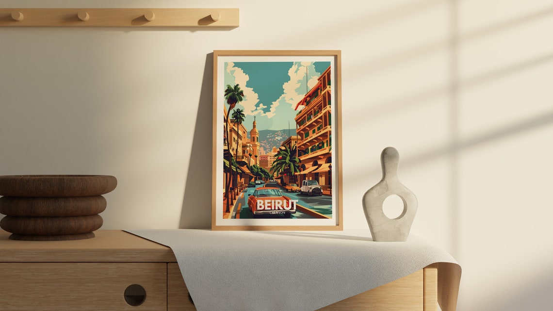 Beirut Travel Print Lebanon Beirut Travel Art Poster Lebanon Travel Poster Lebanon Cityscape Wall Art Unique City Art Decor - Image 2