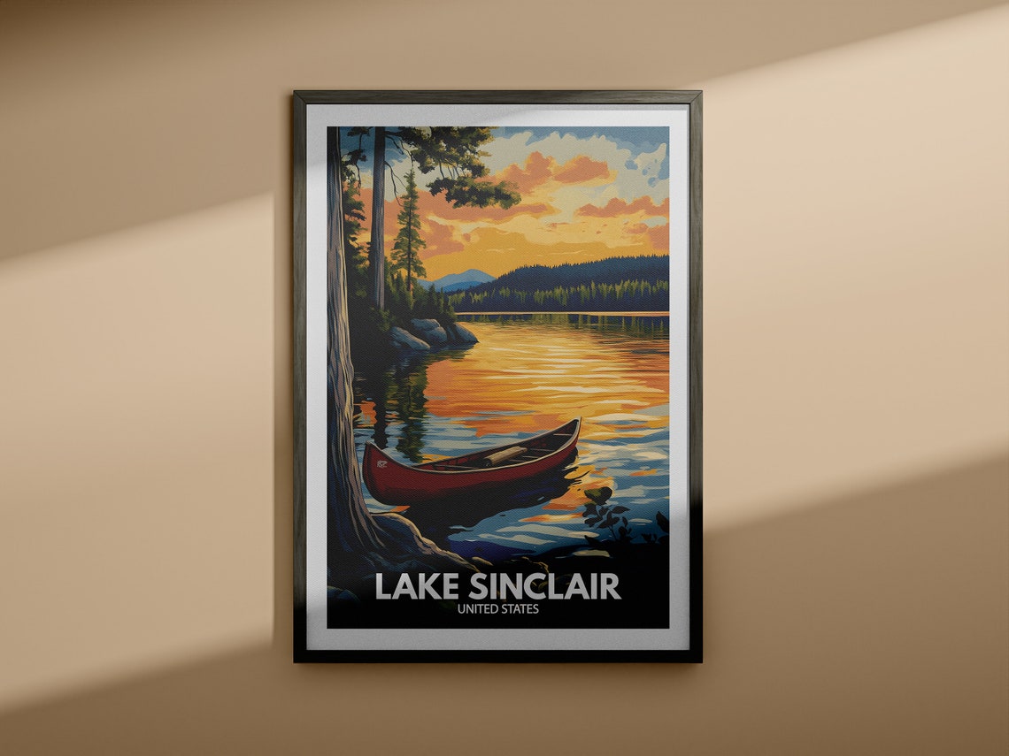 Lake Sinclair Print United States Lake Sinclair Poster United States Travel Poster Lake View Wall Art Decor Holiday Poster - Image 3