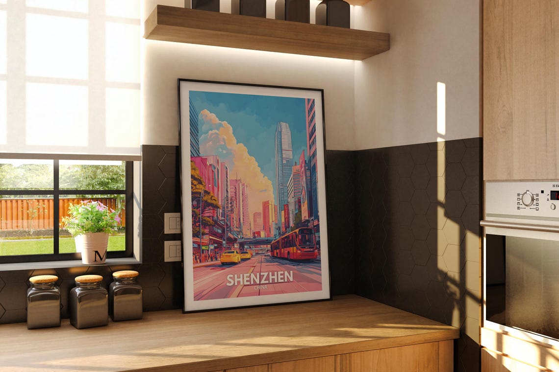 Shenzhen Travel Print China Shenzhen Travel Poster China Travel Poster China Cityscape Wall Art Unique City Art Decor - Image 2