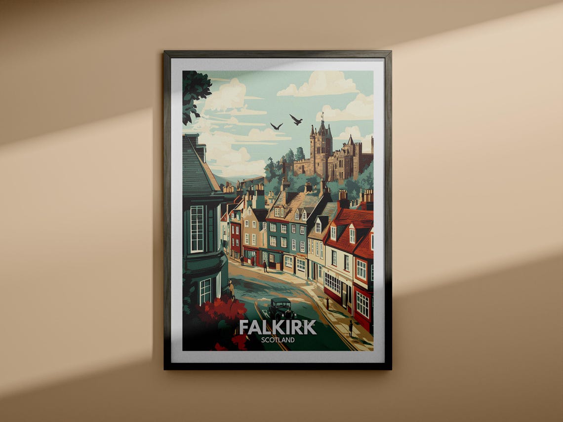 Falkirk Travel Print Scotland Falkirk Travel Poster Scotland Travel Poster United Kingdom Wall Art Scottish Art Decor - Image 3