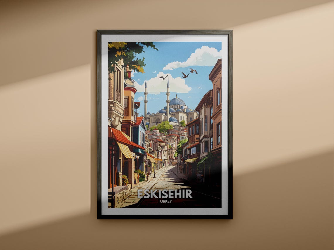 Eskisehir Travel Print Turkey Eskisehir Travel Poster Turkey Travel Poster Turkey Cityscape Wall Art Unique City Art Decor - Image 3