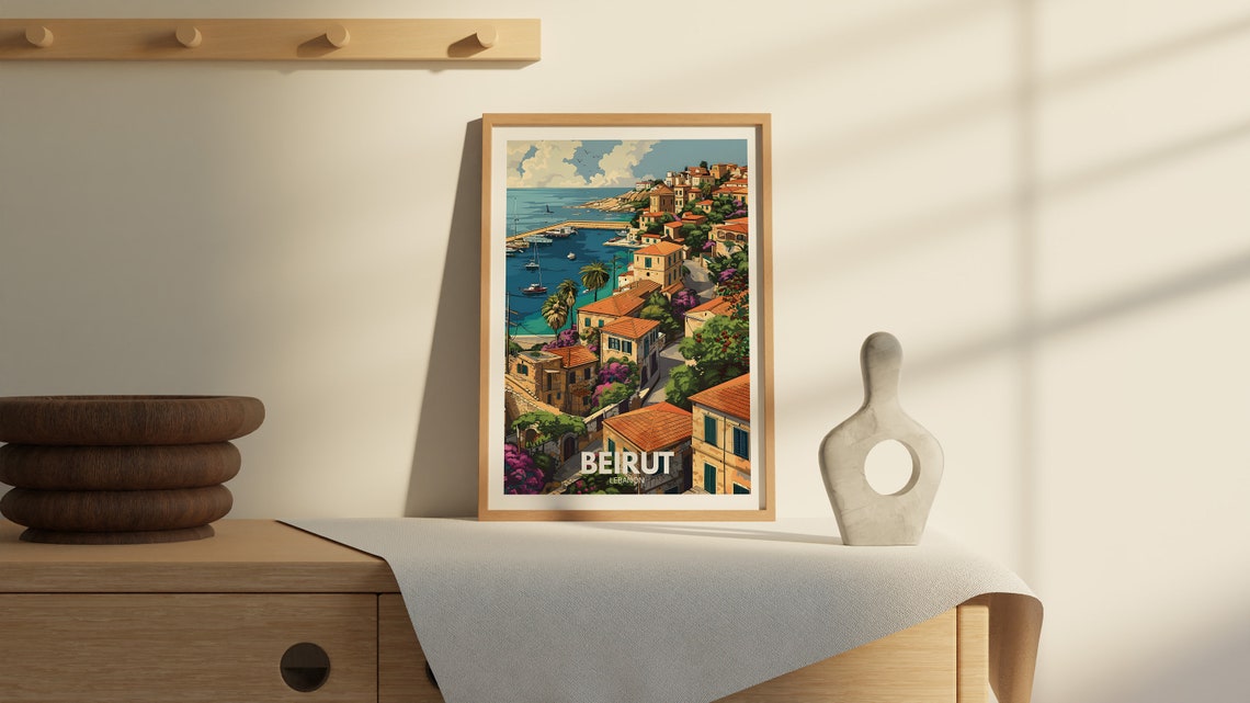 Beirut Travel Print Lebanon Beirut Travel Wall Poster Lebanon Travel Poster Lebanon Cityscape Wall Art Unique City Art Decor - Image 2
