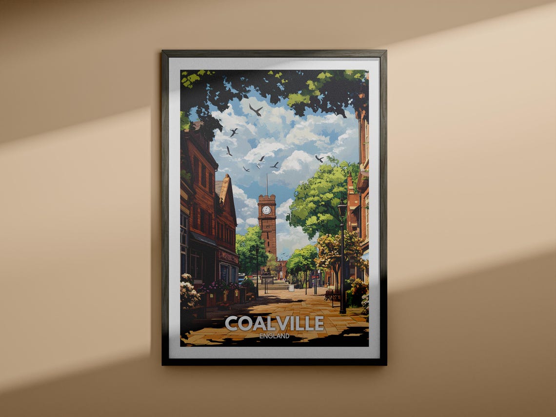 Coalville Travel Print England Coalville Travel Poster England Travel Poster United Kingdom Wall Art British Art Decor - Image 3