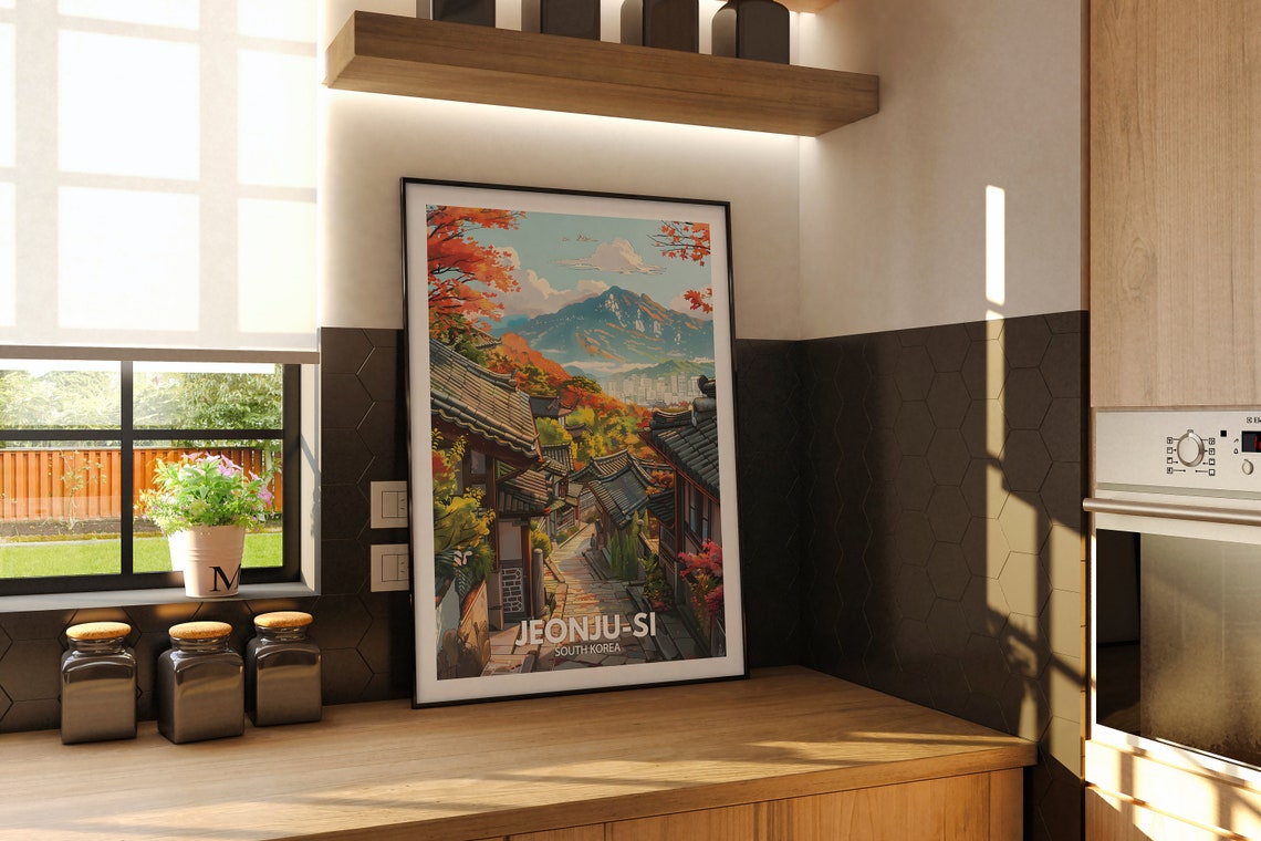Jeonju Si Print South Korea Jeonju Si Travel Poster South Korea Travel Poster South Korea Cityscape Wall Art Unique City Decor - Image 2