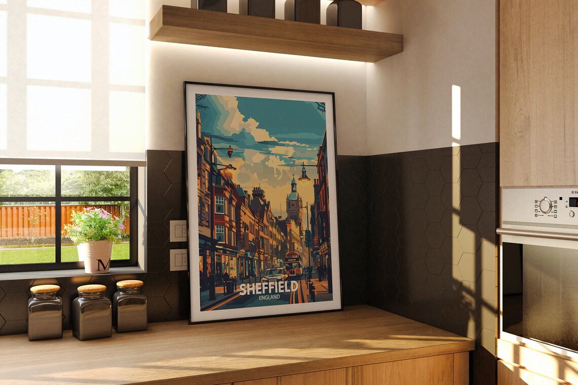 Sheffield Travel Print England Sheffield Art Poster England Travel Poster United Kingdom Wall Art English Art Decor - Image 2