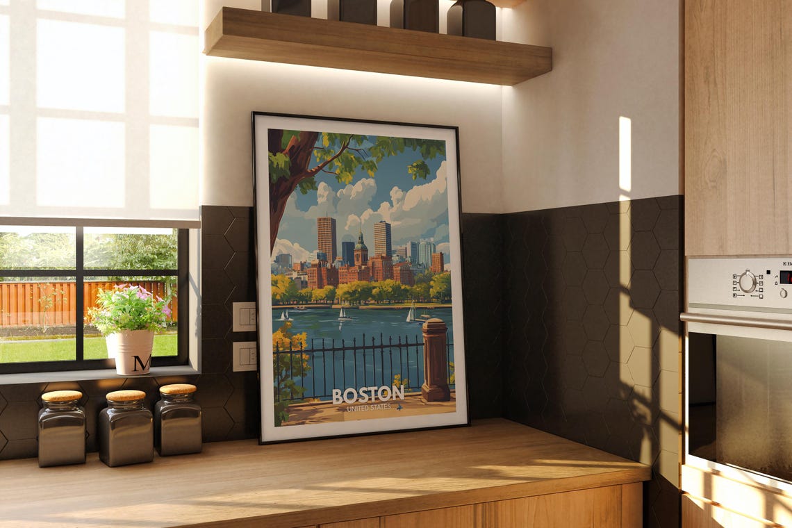 Boston Travel Print United States Boston Travel Poster United States Travel Poster United States Cityscape Wall Art Unique City Decor - Image 2