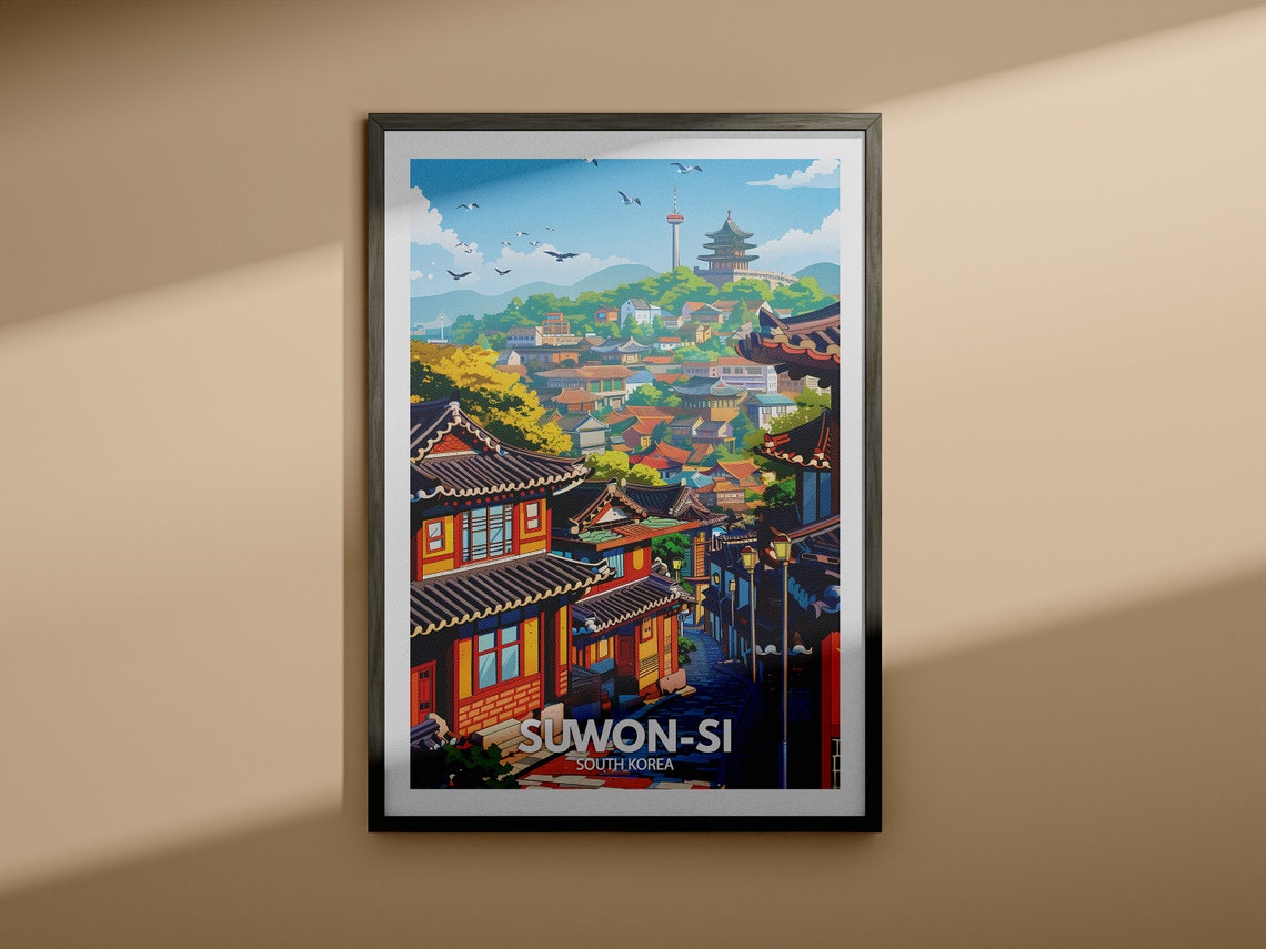 Suwon Si Print South Korea Suwon Si Travel Poster South Korea Travel Poster South Korea Cityscape Wall Art Unique City Decor - Image 3
