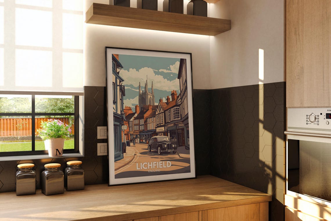 Lichfield Travel Print England Lichfield Travel Poster England Travel Poster United Kingdom Cityscape Wall Art British City Art Decor - Image 2
