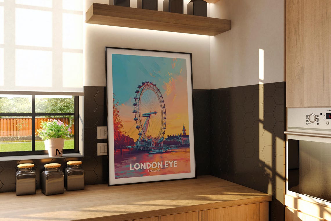 London Eye Print England London Eye Poster England Travel Art Poster United Kingdom Wall Art England Art Decor - Image 2