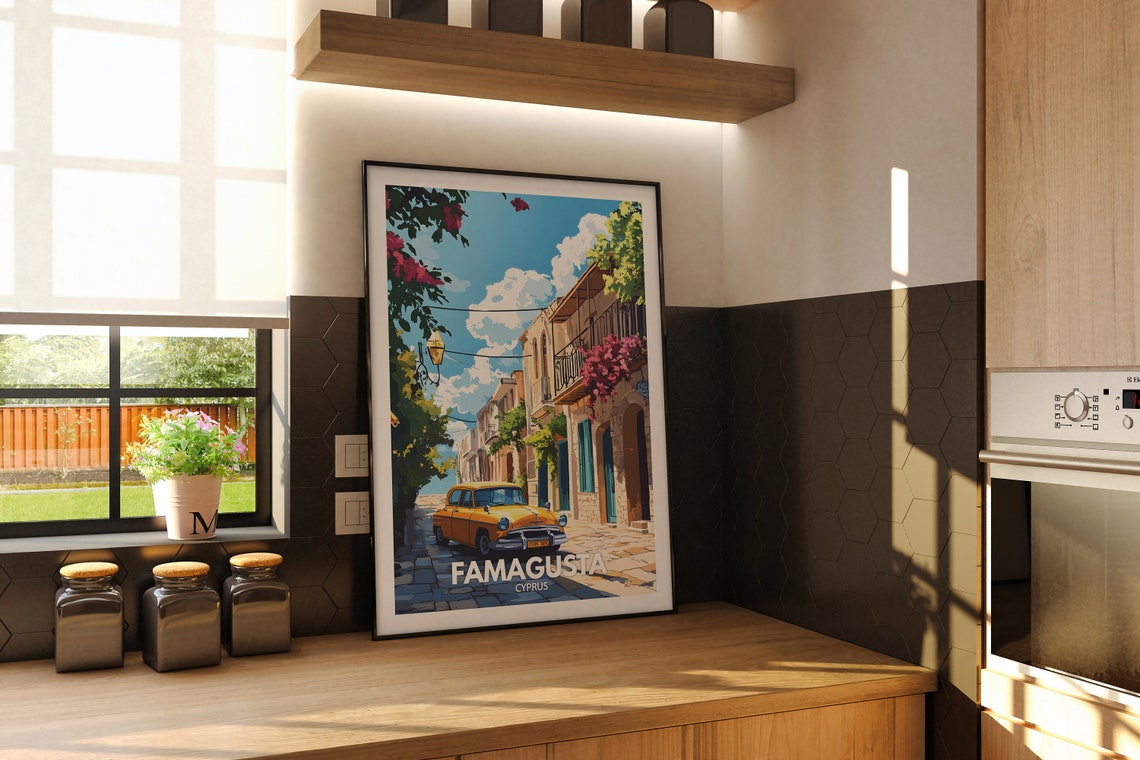 Famagusta Travel Print Cyprus Famagusta Travel Poster Cyprus Travel Poster Cyprus Cityscape Wall Art Unique City Art Decor - Image 2