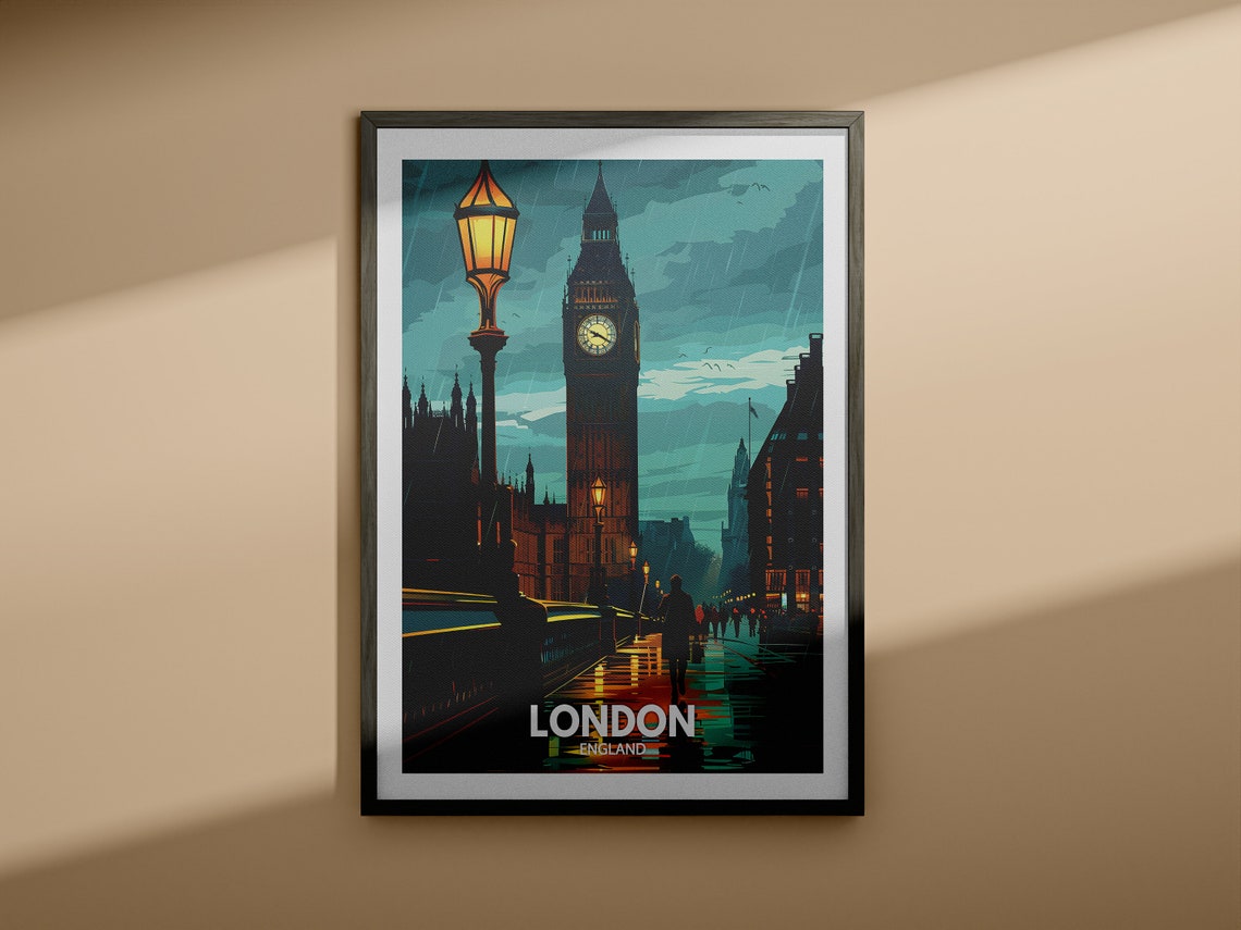 London Art Print England London Art Poster England Travel Poster United Kingdom Wall Art English Art Decor - Image 3