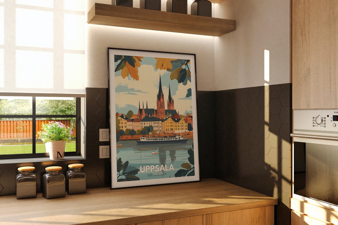 Uppsala Travel Print Sweden Uppsala Travel Poster Sweden Travel Poster Sweden Cityscape Wall Art Unique City Art Decor - Image 2