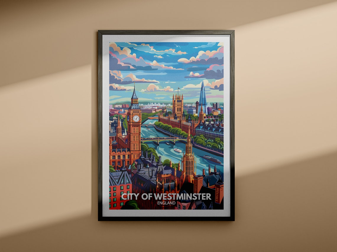 Westminster Travel Print England Westminster Art Poster England Travel Poster United Kingdom Wall Art English Art Decor - Image 3