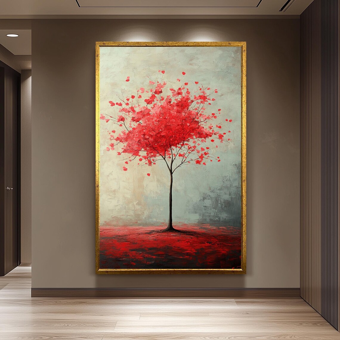 Red Tree, Minimalist Nature Art Print