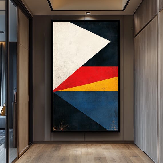 Geometric Abstract Canvas Print Retro Style Modern Mid Century Wall Art For Living Room Or Bedroom Minimalist Color Block Home Decoration