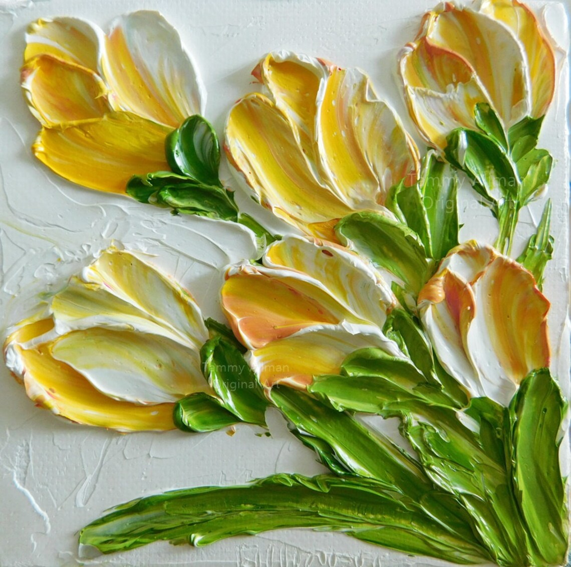 Custom Tulip Impasto Oil Painting, Minimalist Art Print - Image 5