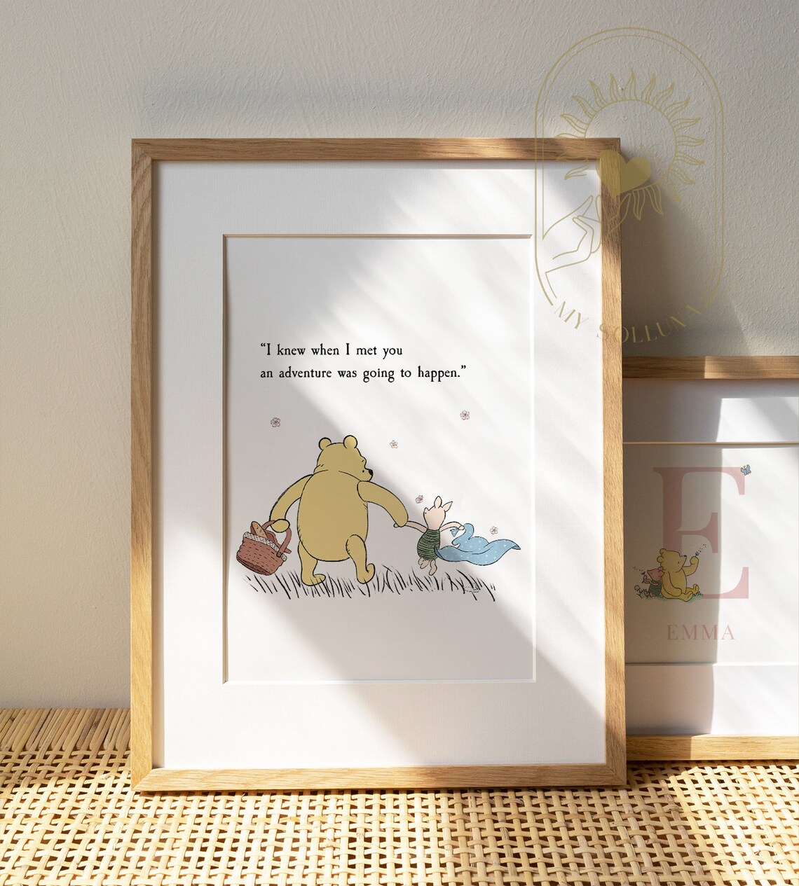 New Adventure Pooh Piglet Picnic Basket Holding Hands Colored Art Poster - Image 3