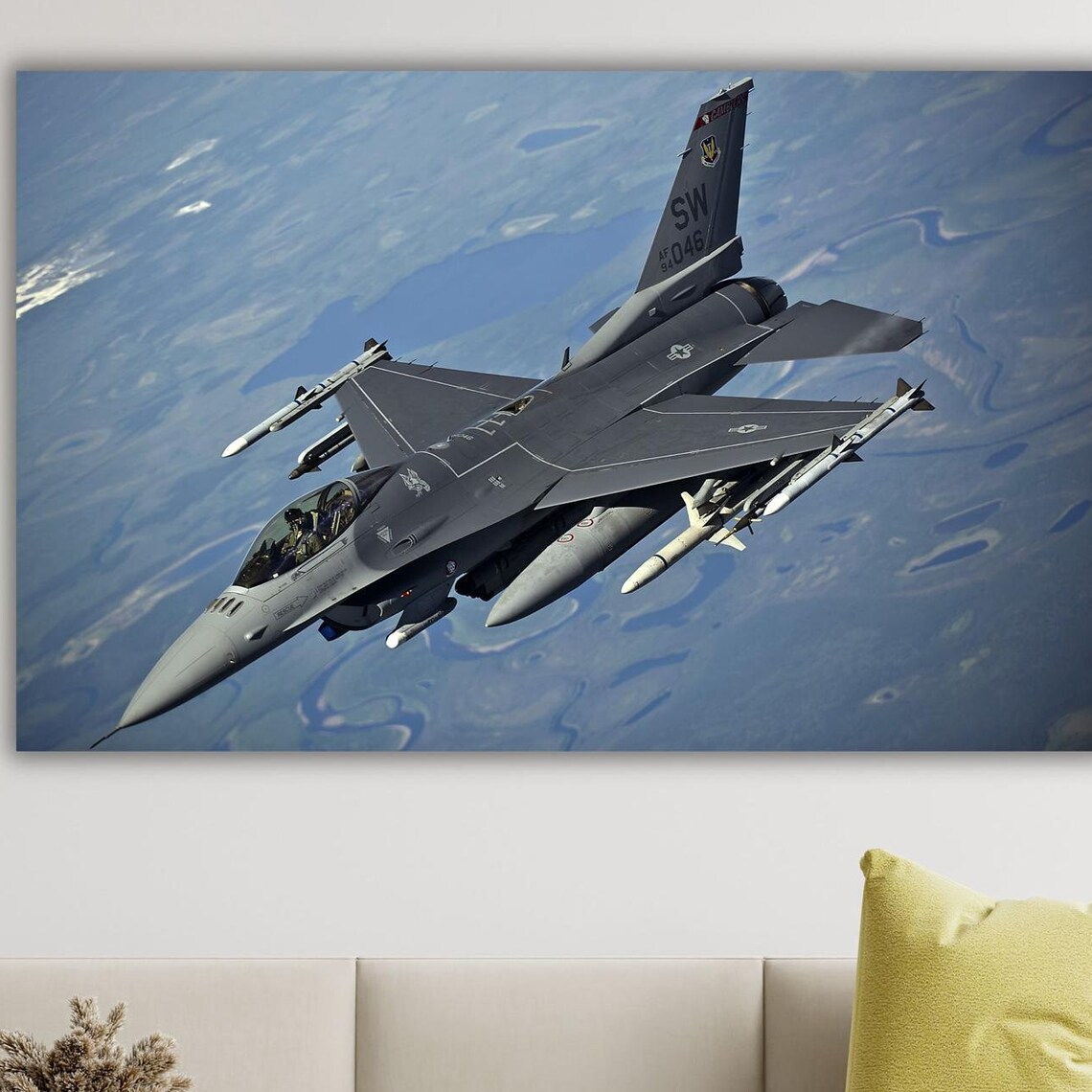 F-16 Fighting Falcon Jet Fighter Flight USAF Military Aviation Poster