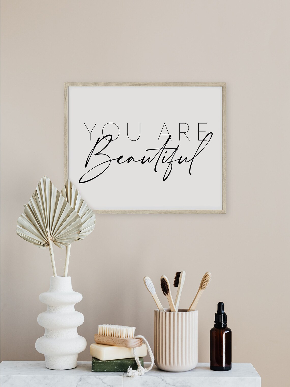 You Are Beautiful Affirmations Poster, Bathroom Decor