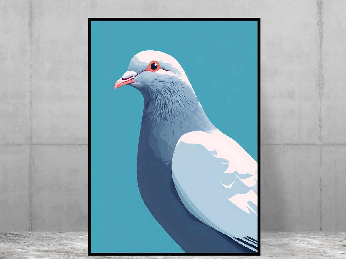 Pigeon Print, Modern Minimal British Bird Art