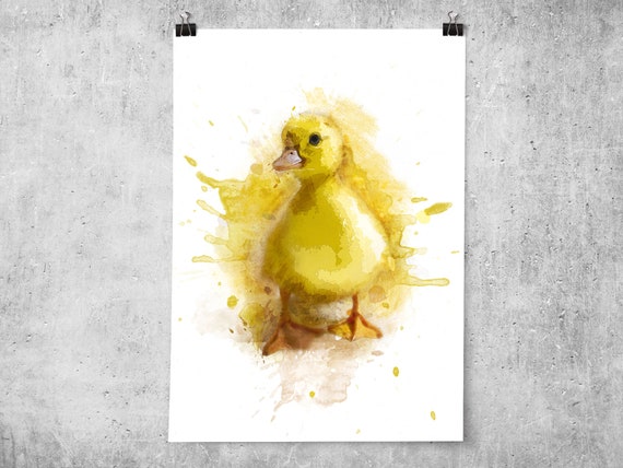 Duckling Wall Art Animal Lover Poster Print Splatter Watercolour