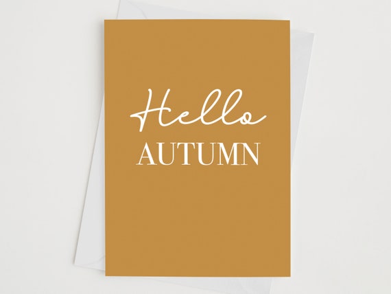 Hello Autumn Seasonal Greeting Quote Art Print