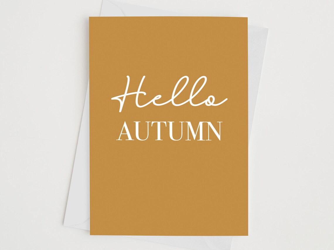 Hello Autumn Seasonal Greeting Quote Art Print