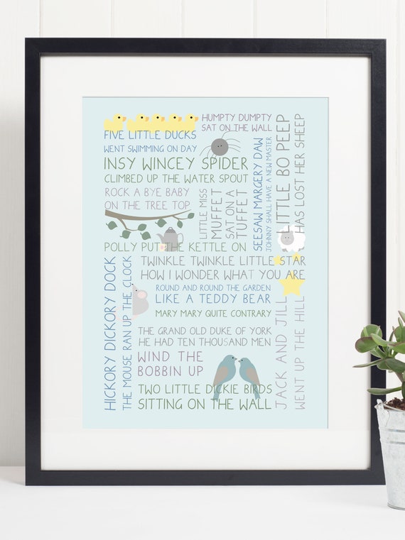 Nursery Rhyme Baby Quote Art Print Poster Motivational Inspirational Birth Gift New