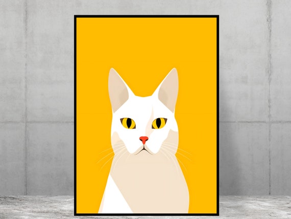 White Cat Modern Minimal Art Poster