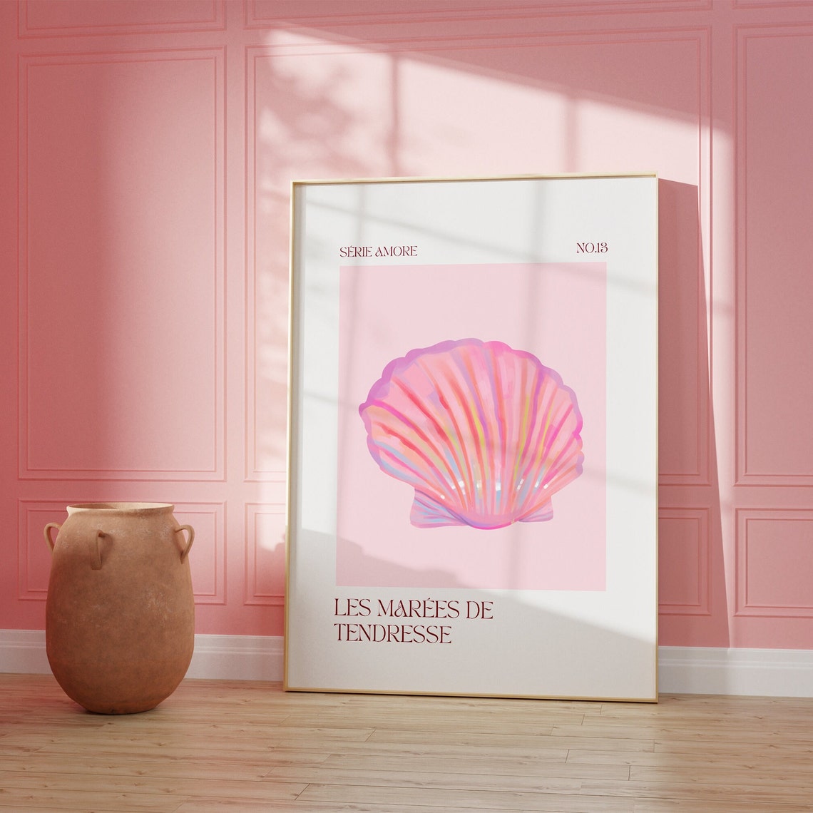 Pink Scallop Shell Les Marees De Tendresse French Love Poster - Image 2
