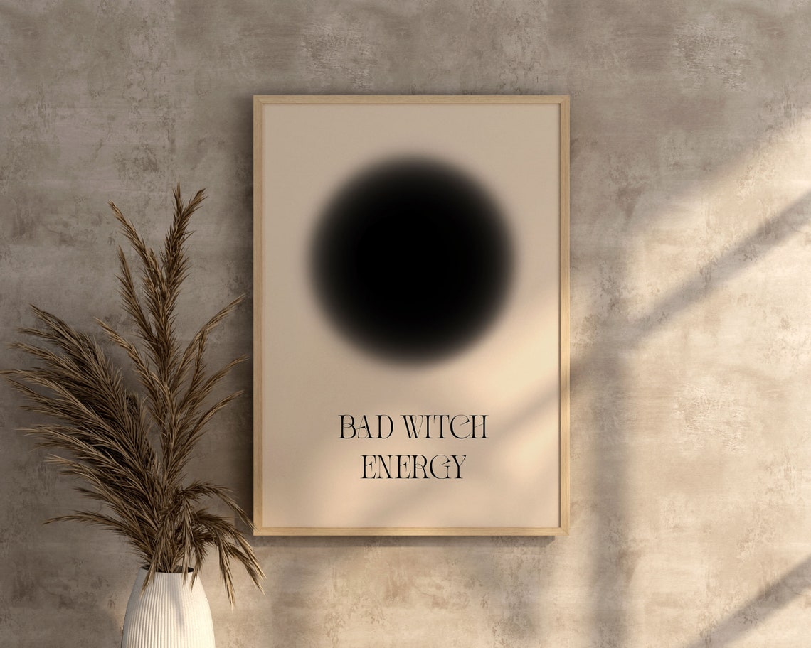 Bad Witch Energy Aura Circle Typography Spooky Witchy Wall Poster - Image 3