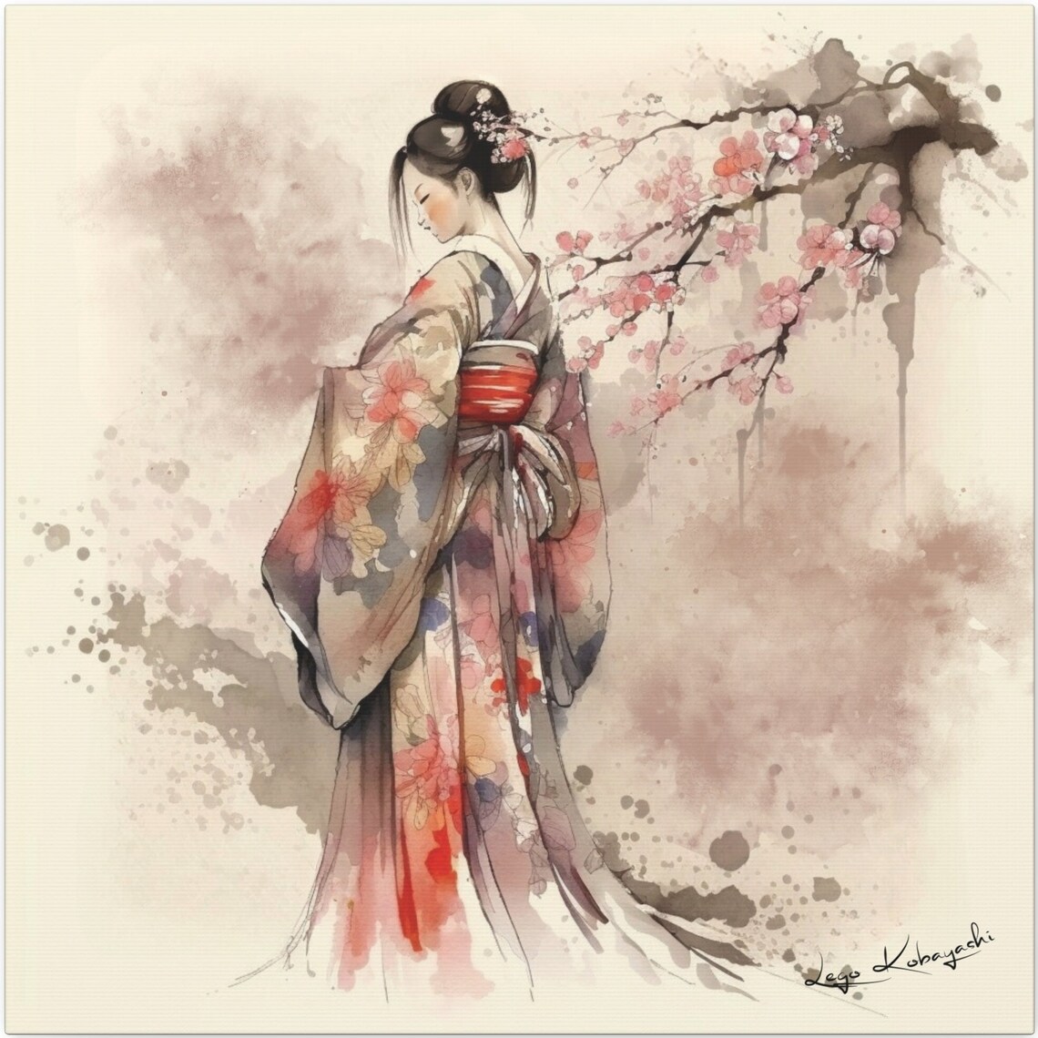 Kanae Japanese Geisha Art Print, Wall Decor