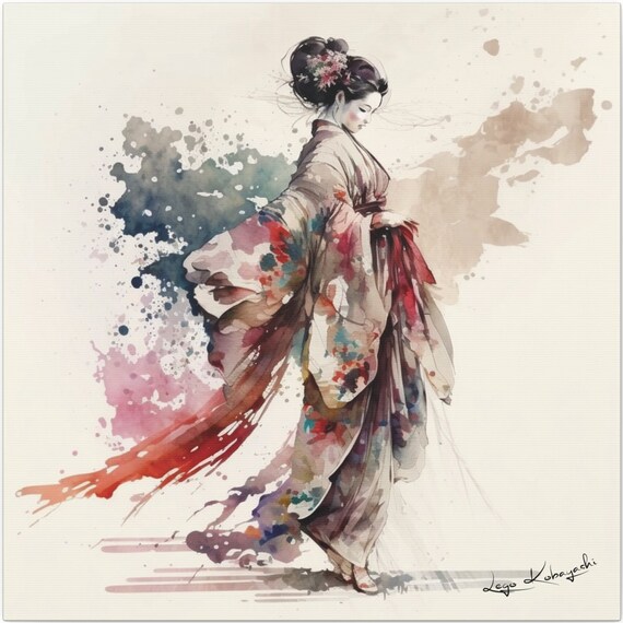 Geisha 4 by Katsutomo, Japanese Watercolor Art Print